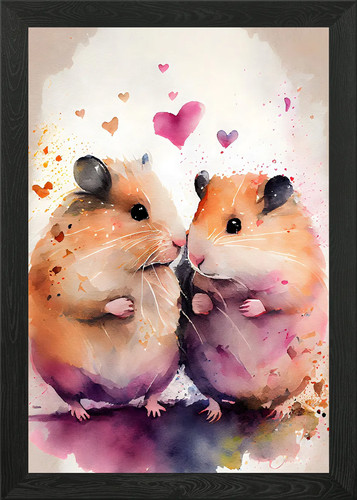 Hamster couple watercolor - couple,